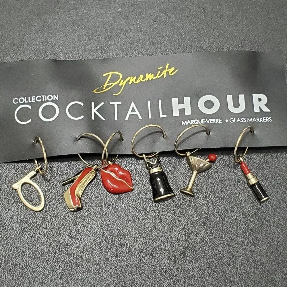 Gold tone wine gl@ss charms